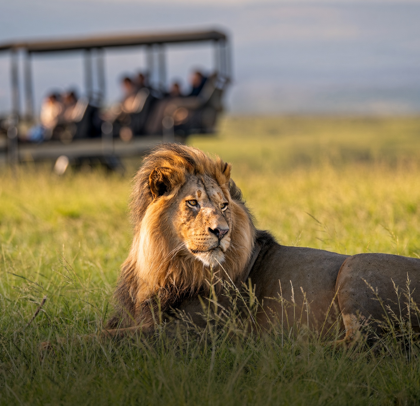Lion in grass at Gondwana Game Reserve