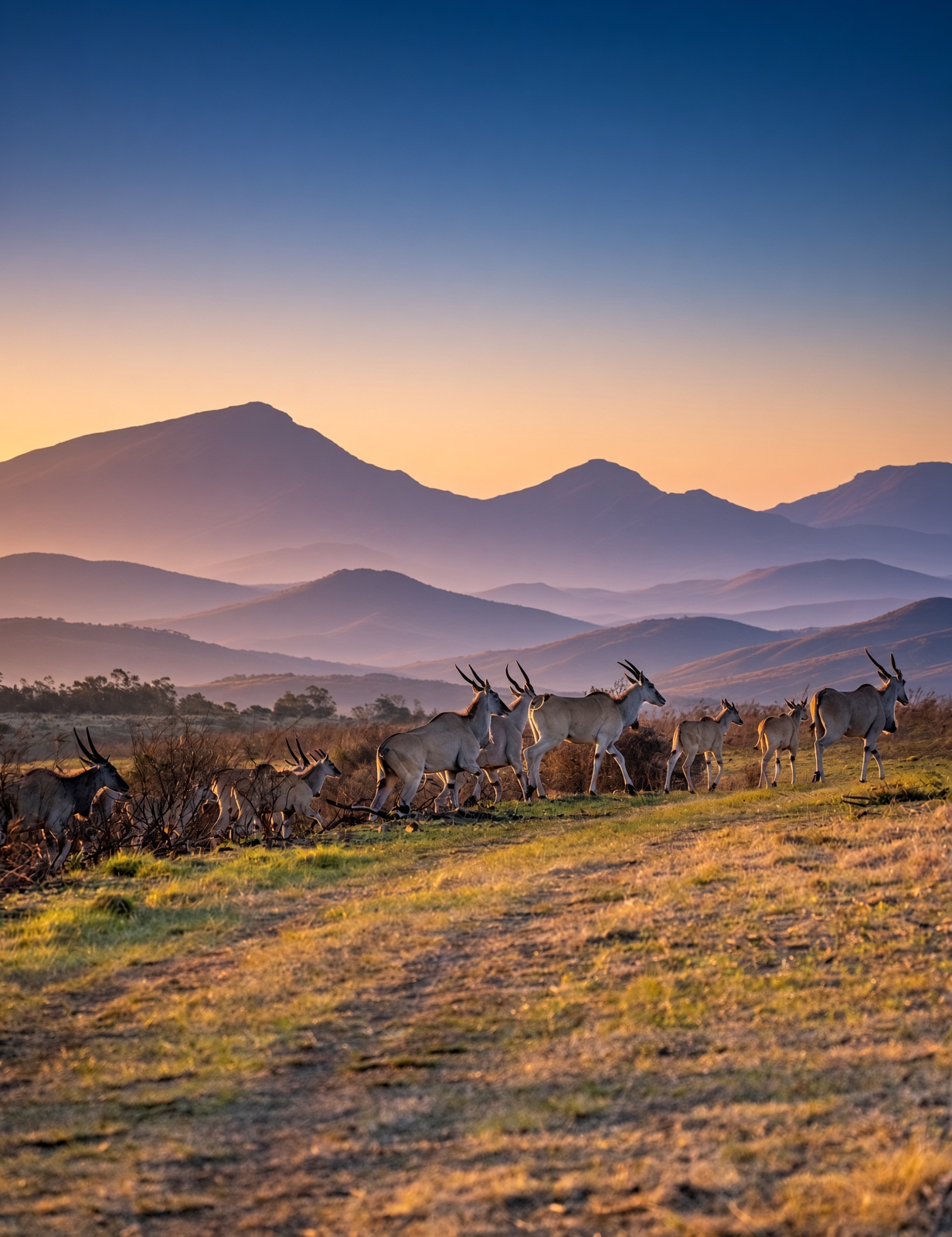 Eland herd at sunset on Gondwana
